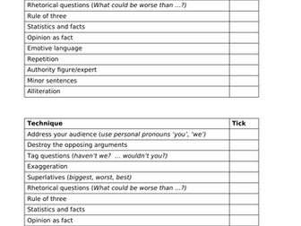 Persuasive techniques in writing and speech