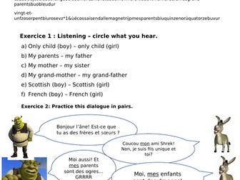Worksheet family Shrek and Spongebob