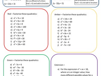 Factorising Quadratics