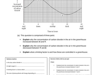 Photosynthesis 6 mark redrafting question easy deep/peer mark