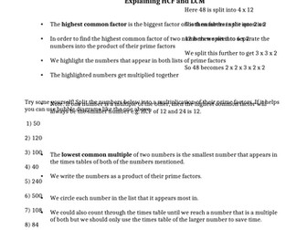 Highest Common Factors and Lowest Common Multiples