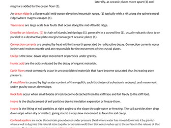 Geography CIE AS Questions with Mark scheme covering all possible questions for Rocks and Weathering