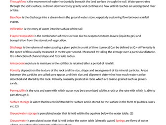 Geography CIE AS Questions and Mark scheme that cover all possible questions on Hydrology