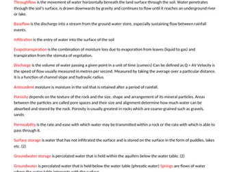Geography CIE AS Questions and Mark scheme that cover all possible questions on Hydrology