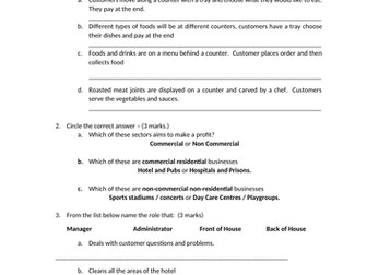 Hospitality and Catering Revision / Recall Questions