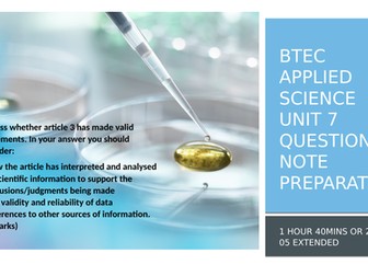 BTEC Applied Science L3 Unit 7 Section A Question 3 Guide to note preparation