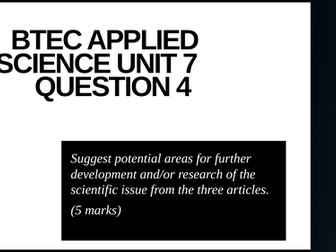 BTEC Applied Science L3 Unit 7 Section A Question 4 Note preparation