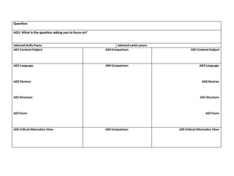 Duffy and Larkin comparison planning worksheet