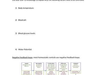 AQA Topic 6 Homeostasis Workbook