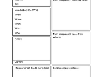 Newspaper Report Planning Template (Editable)