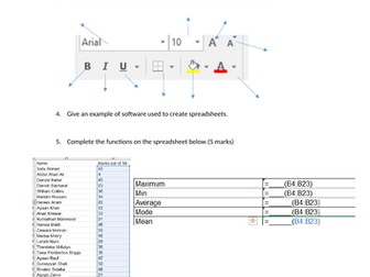 Spreadsheet formatting and functions quiz