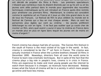 Le cinéma - translation into French