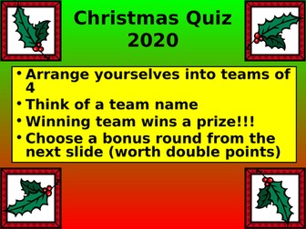 End of 2020 quiz - COVID Free