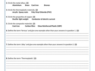 R109: Engineering manufacture - Homework