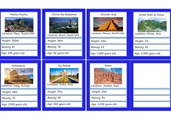 Wonders of the World Top Trump Card Game