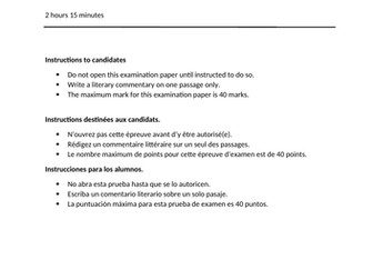 Paper 1 Literature HL