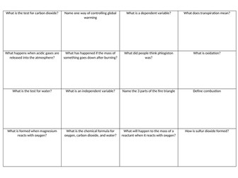 8E Combustion: Noughts and crosses sheet