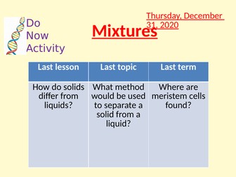 CC1-2 States of matter, mixtures and separation techniques