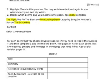 Blake ideal for lockdown work for AQA Lit B