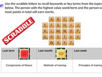 Scrabble - PE keyword starter or plenary task