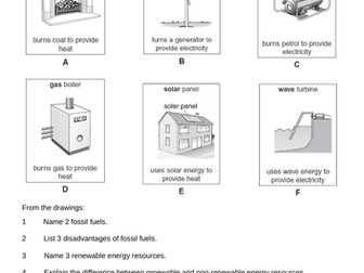 Energy resources worksheet