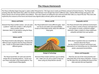 Year 6 Maya  Homework Grid