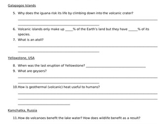 A Perfect Planet - Volcanoes - Worksheet