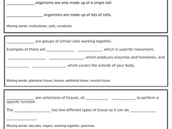Principles of Organisation Lesson AQA GCSE Biology