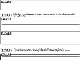 AQA GCSE PE short exam Q's warm up/cool