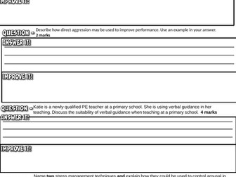 AQA GCSE PE short exam q's Psychology