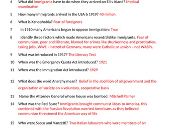 USA 1910-1929 Knowledge Quiz