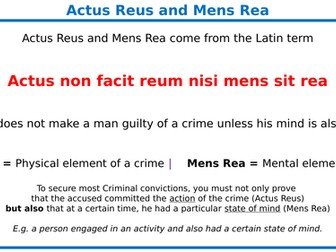 Actus Reus, Mens Rea and Transferred Mens Rea