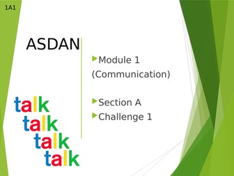 Asdan Module 1: Communication Section A1 lesson  (CoPE Level 1)