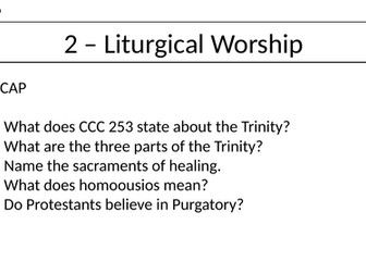 EDEXCEL SPEC A Catholic Christianity: Practices