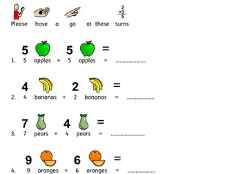 Symbol/Widgit math work sheets