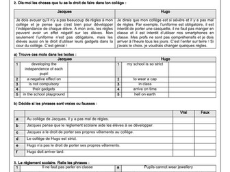 French School Rules / les règles scolaires