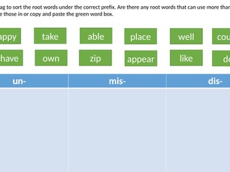 Prefixes dis,mis,un Online Learning