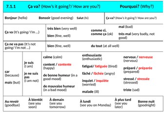 Updated full set of French sentence builders years 7-11 KS3 and KS4