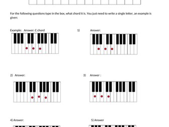 Chord worksheets suitable for remote learning