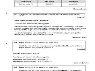 AQA ALevel PE Movement analysis, diet & nutrition assessment & mark scheme