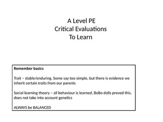 H555/02 OCR ALevel PE Critical evaluations on all topics