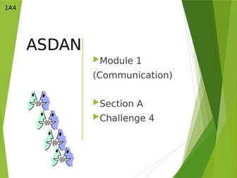 Asdan Module 1: Communication Section A4  lesson (CoPE Level 1)