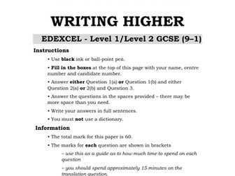 Portuguese Writing GCSE - Higher Tier - Edexcel Style