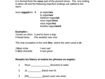 The Imperfect Tense in French