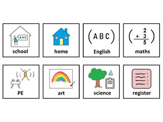 24 subject and school based symbols for visual schedule/timetable - autism/ASC/SEN/TEACCH/SLD