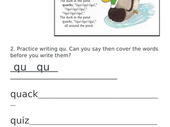 "qu" Phonics Worksheet / Bingo