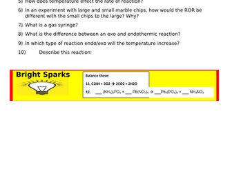 Reversible Reactions Live Lesson with tasks