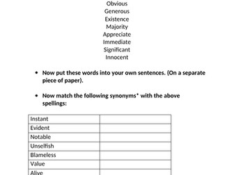 Spellings and Synonyms
