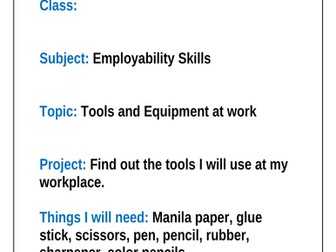 Work tools/equipment project