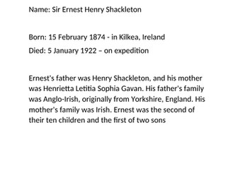 Ernest Shackleton Fact File